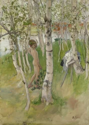 Nackter Junge zwischen Birken, 1898