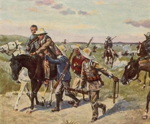 Hendrik Witbois tödliche Wunde in der Schlacht bei Fahlgras, 29. Oktober 1905