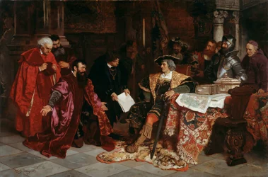 Der Kaiser Maximilian empfängt die venezianischen Botschafter in Verona, 1879