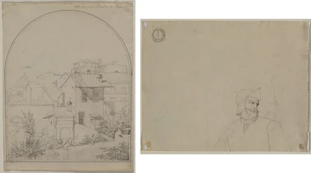Blick aus meinem Fenster in Rom (recto) Soldat in einer Landschaft (verso)