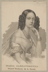 Maria Alexandrowna (geboren als Maximiliane Wilhelmine Marie von Hessen-Darmstadt, 1824 Darmstadt - 1880 Sankt Petersburg) - jüngste Tochter Ludwigs II. von Hessen und Wilhelmines von Baden, Prinzessin von Hessen, als Gemahlin des Zaren Alexander II.