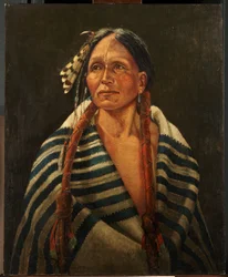 Indianer mit gestreifter Decke