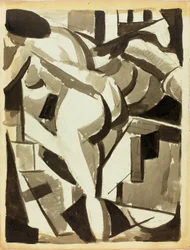 Weiblicher Akt, sich bückend