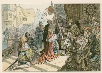 Friedrich I. (1371-1440) mit Sigismund in Konstanz, belohnt mit dem Land der Kurmark im Jahr 1417