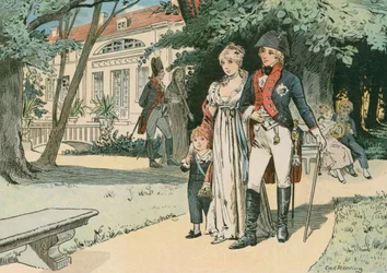 Friedrich Wilhelm III., König von Preußen (1770-1840), und seine Frau, Königin Luise (1776-1810), in Paretz im Jahr 1800