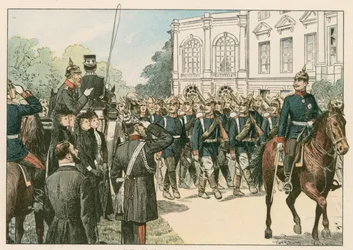 Die letzte Parade von Friedrich III., Deutscher Kaiser und König von Preußen (1831-1888), im Jahr 1888