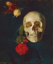 Totenschädel mit Rosen