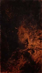 Ein Reisender überquert eine Schlucht