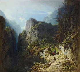 Berglandschaft mit Liebespaar