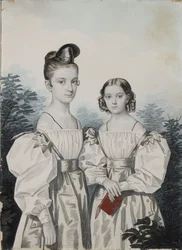 Porträt der Schwestern Anna Petrovna und Elena Petrovna Ushakov