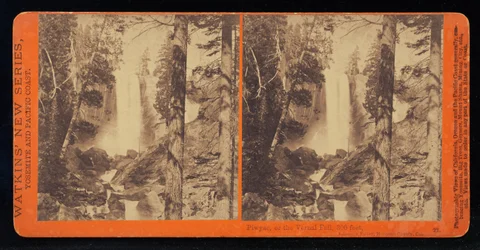 Piwyac oder der Vernal Fall bei Niedrigwasser, 300 Fuß, Yosemite Valley, Mariposa County, Kalifornien