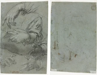 Studien von Händen (recto); Skizze eines Kinderkopfes (verso)