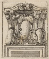 Architektonisches Motiv mit drei Schilden