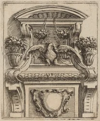 Architektonisches Motiv mit einem Vogel