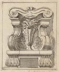 Architektonisches Motiv mit einer Vase
