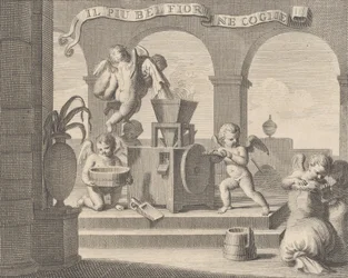 Sie sammelt die schönste Blume Il più bel fior ne coglie, eine Gruppe von sechs Putti bei der Arbeit, 1740-59