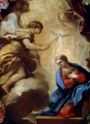 Die Verkündigung mit Blumen (Detail), 17. oder frühes 18. Jahrhundert