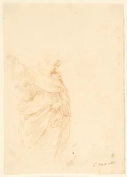 Klerikaler Heiliger zeigt nach oben