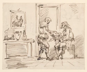 Zeichnung, Eine Genreszene, 1725–50