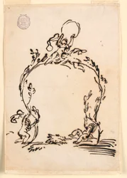 Zeichnung, Skizze eines Kartusche, 1760–80