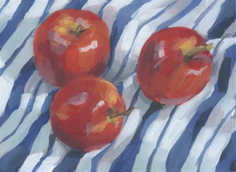 Rote Äpfel auf Streifen