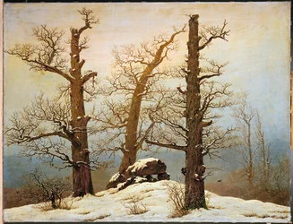Megalithisches Hügelgrab im Schnee