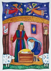 Geburt Christi mit Engeln