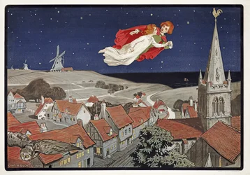 Peter und Wendy fliegen aus Peter Pan von J. M. Barrie, veröffentlicht 1904