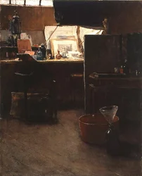 Eine Ecke im Atelier eines Radierers