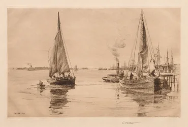 Zwei Schaluppen auf dem East River