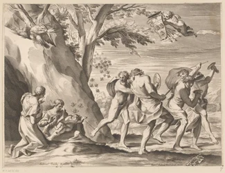Erziehung des Jupiter mit dem Wappenschild der Familie Barberini