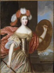 Olympe Mancini, Gräfin von Soissons, als Athene - Porträt der Olympia Mancini (1638-1708), Gräfin von Soissons, als Athene. Maße: 130 x 99 cm. Nationalmuseum Stockholm