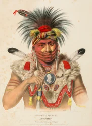 NE-SOU-A-QUOIT. Ein Fuchs-Häuptling, aus Geschichte der Indianerstämme Nordamerikas