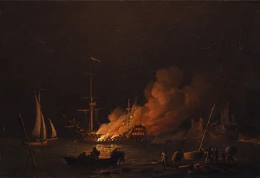 Brennendes Schiff bei Nacht, ca. 1756