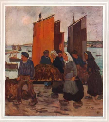 Pecheurs Bretons Debarqunt Du Goemon, um 1903