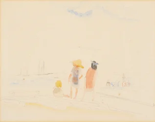 Zwei Frauen und Kind am Strand