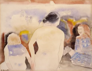 Ohne Titel (Frau mit schwarzem Haar und zwei Kindern)