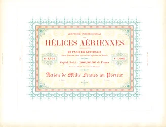 Designvorlage für Aktienzertifikat einer Luftschiffgesellschaft