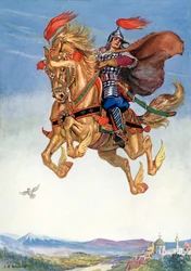 Das Pferd flog durch die Luft