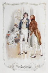 "Komm Darcy," sagte er, "ich muss dich zum Tanzen bringen", Illustration aus 