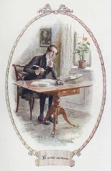 Predigten schreiben (Farblithografie)