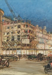 Bau des neuen Gebäudes für Bourne und Hollingsworth, Oxford Street, London