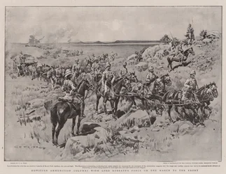 Haubitzen-Munitionskolonnen mit Lord Roberts