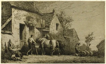 Eingang zu einem Gasthaus mit Stallbursche