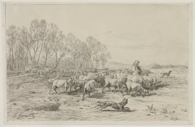 Landschaft mit einer Schafherde, 1800er