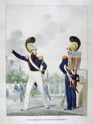 Uniform eines militärischen Sappeur-Feuerwehrmanns, Frankreich, 1823