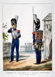 Uniformen der Grenadiere der französischen königlichen Garde, 1823