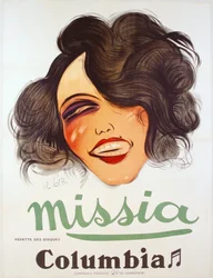 Columbia Records Plakat, Werbung für die französische Chanteuse Missia, ca. 1935