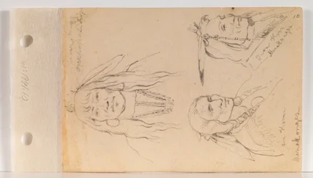 Porträts von Mato Chuthuhu (Bärenrippe), Ha won je tah (Ein Horn/Einhorn) und Heh Mah Zah (Eisenhorn) (Blatt 10 recto)