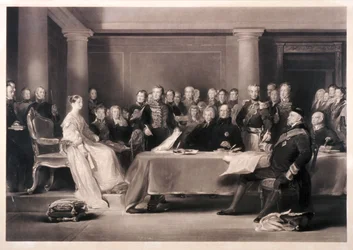 Königin Victoria leitet den Rat bei ihrem Thronantritt, 1846